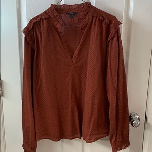 Jcrew Ruffle Collar Swiss Dot Top